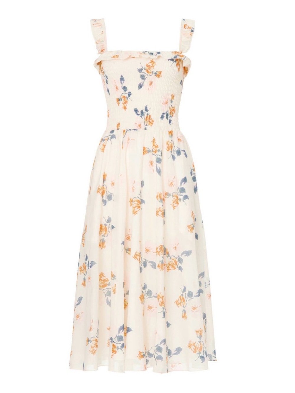 100% Cotton Ralph Lauren Cream Floral Midi Sundress